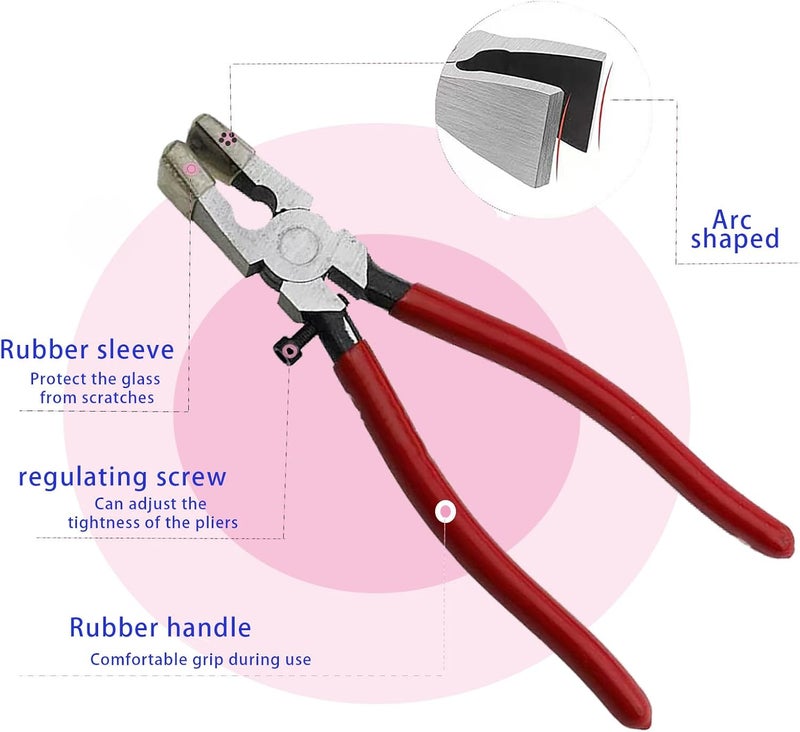 PUWANY Glass Cutters Tools Set Glass Cutting Tool kit Glass Cutter Glass Running Pliers Breaker Grozer Pliers Stained Glass Tools with Curved Jaws Zipper Package - Image 5